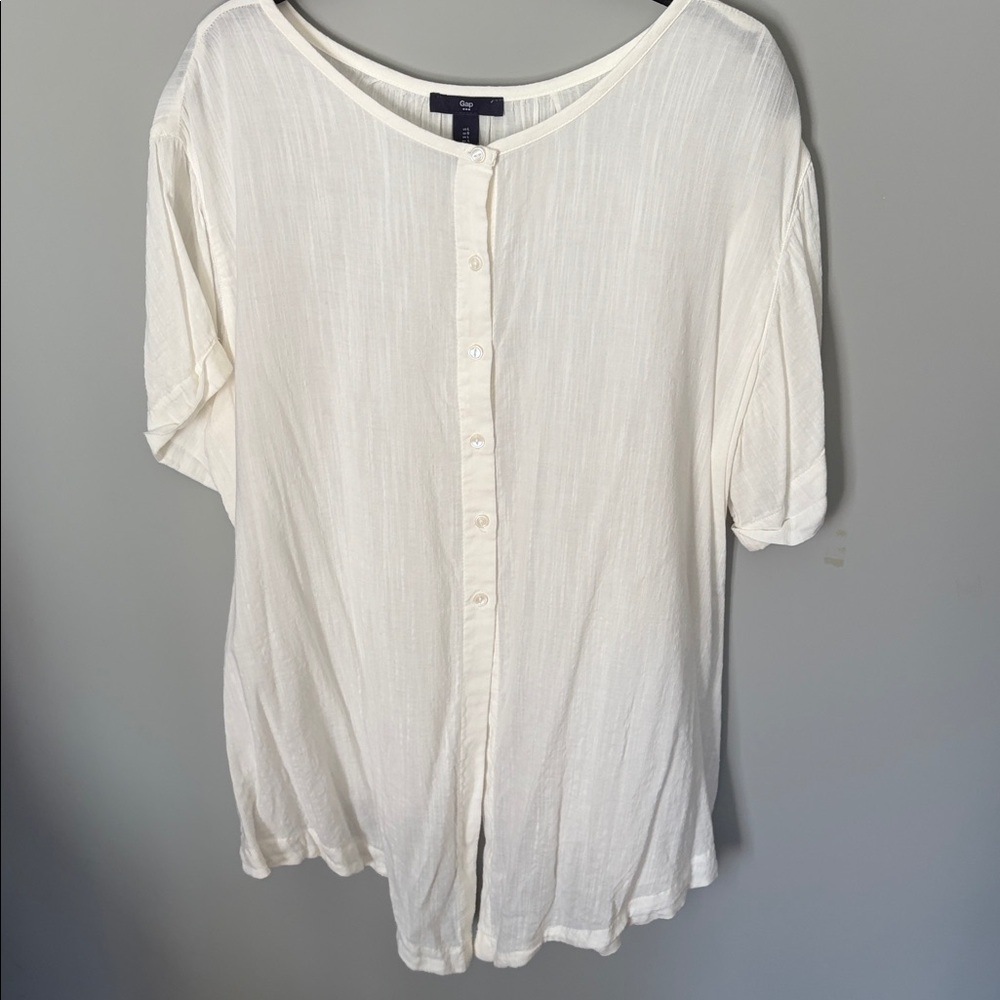 GAP White Button-Front Light & Airy Tunic Blouse